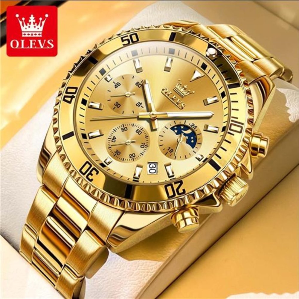 OLEVS Men Watch, Big Dial Watches for Men Stainless Steel Watch